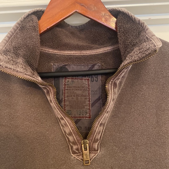 Gap - Brown French Terry Quarter Zip (L) - Picture 2 of 3